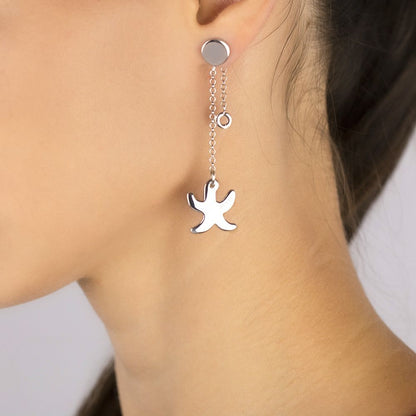 Orecchini in Argento a catena Pendente Stella Marina