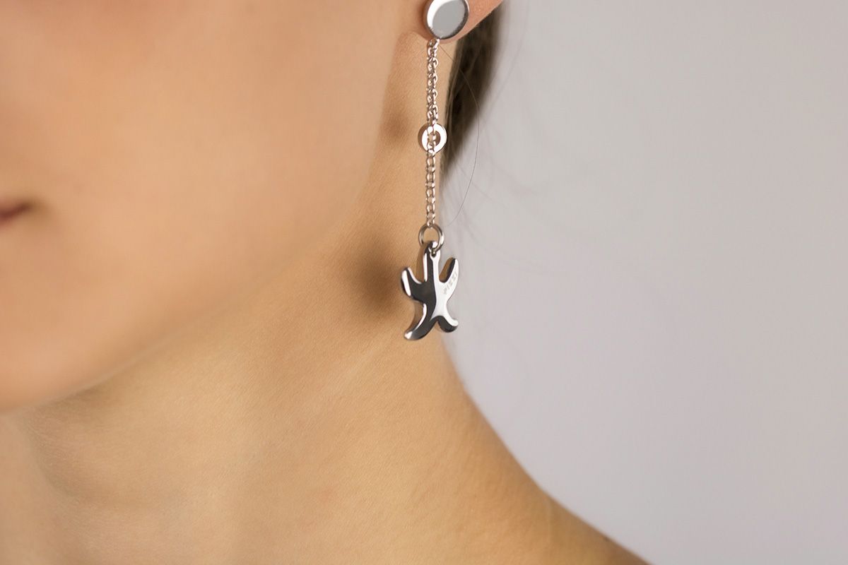 Orecchini in Argento a catena Pendente Stella Marina