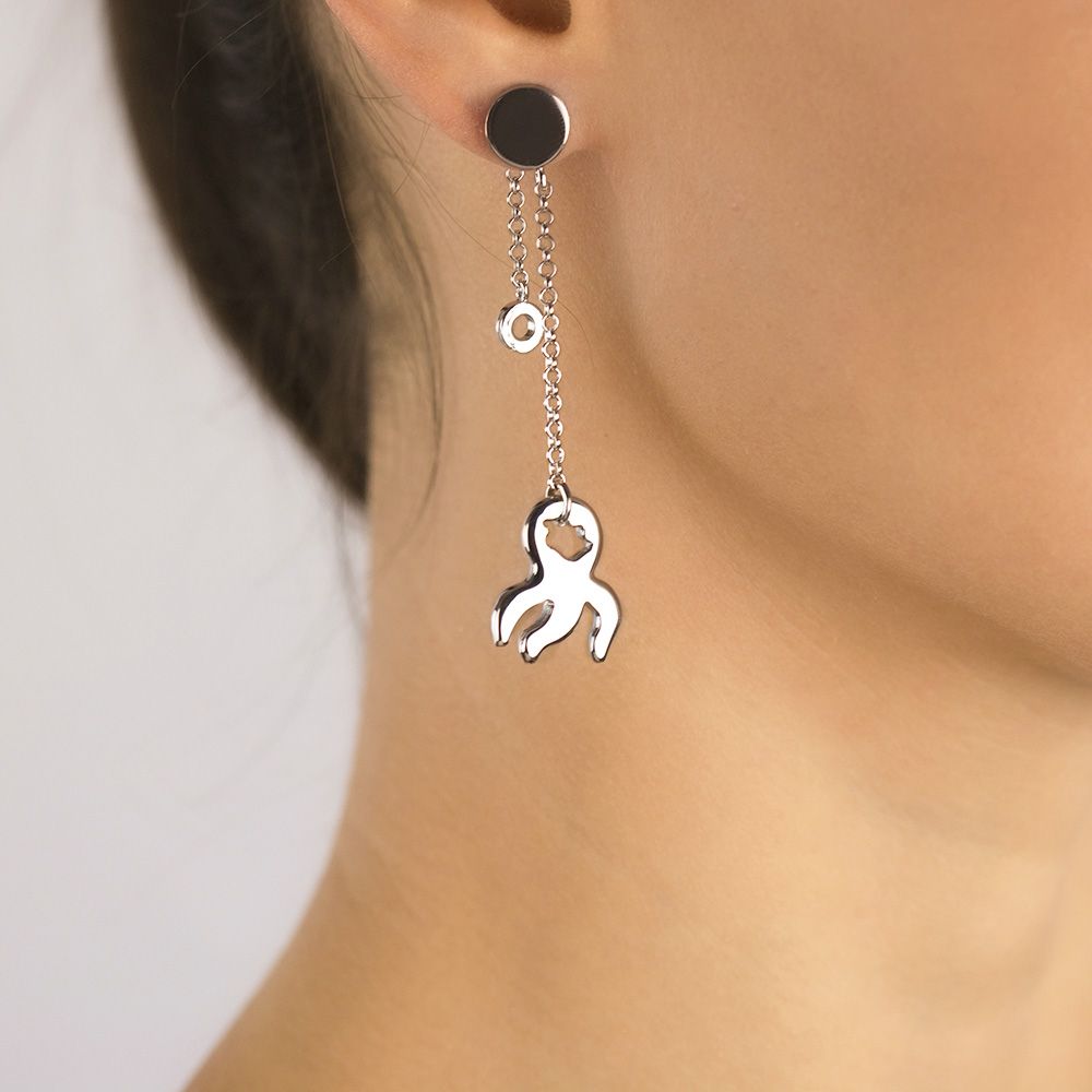 Silberne Kettenohrringe mit Oktopus-Anhänger