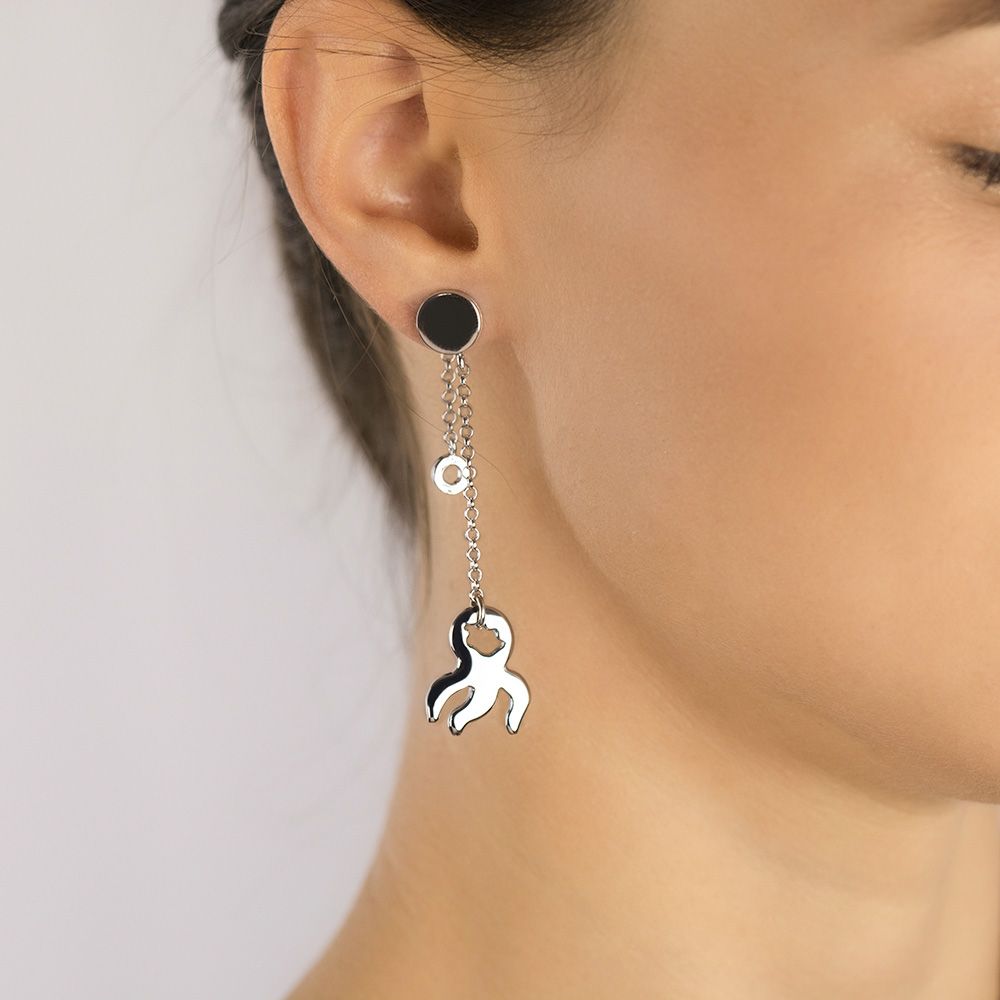 Silberne Kettenohrringe mit Oktopus-Anhänger