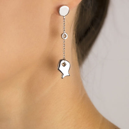 Orecchini in Argento a catena Pendente Pesce
