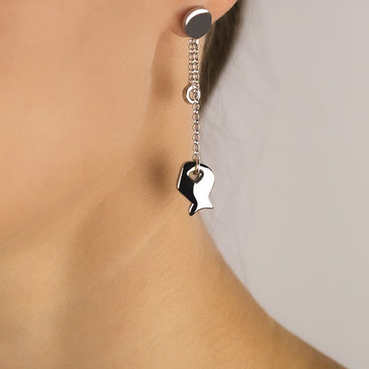 Orecchini in Argento a catena Pendente Pesce