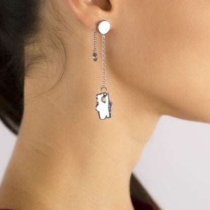 Orecchini in Argento a Catena pendente Orsetto