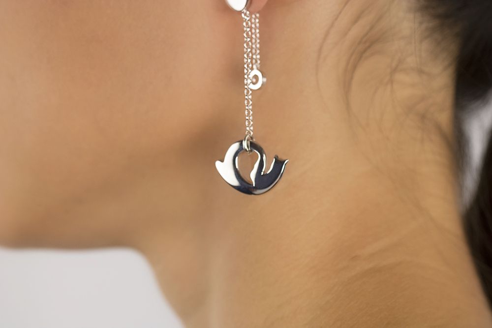 Orecchini in Argento a catena Pendente Chiocciola