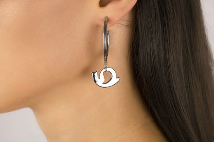 Orecchini in  Argento a Cerchio Pendente Chiocciola