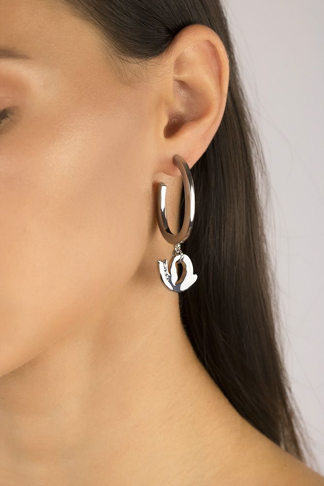 Orecchini in  Argento a Cerchio Pendente Chiocciola