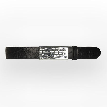Cintura da uomo con fibbia in Argento 925%° con pelle Testa di moro