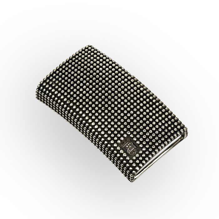 Cintura da uomo con fibbia in Argento 925%° con pelle Nera