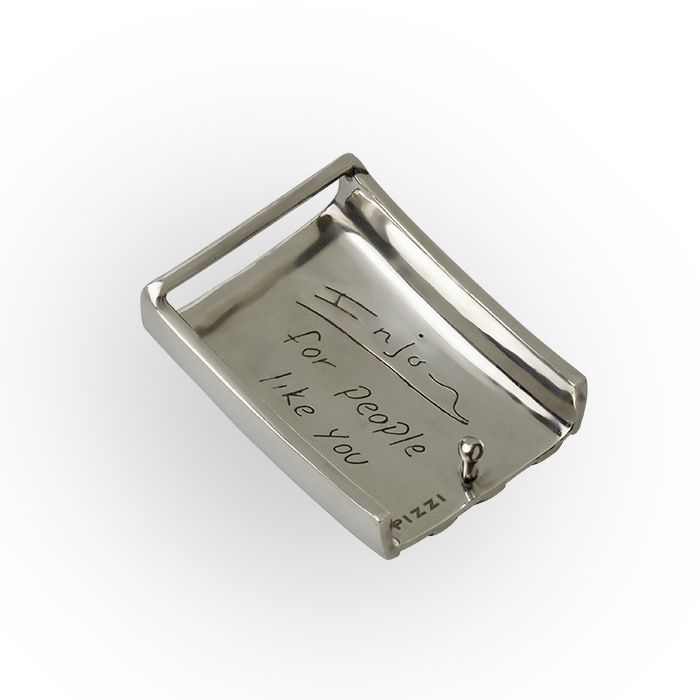 Cintura da uomo con fibbia in Argento 925%° con pelle Blu