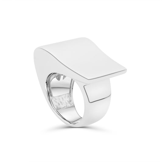 Anello in argento onde lucido