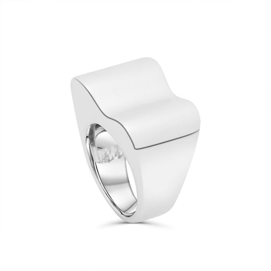 Shiny wave silver ring