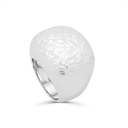 Anello in argento onde diamantato intrecciato