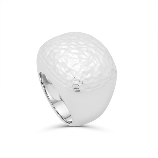 Anello in argento onde diamantato intrecciato