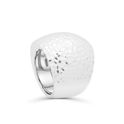 Anello in argento onde diamantato intrecciato