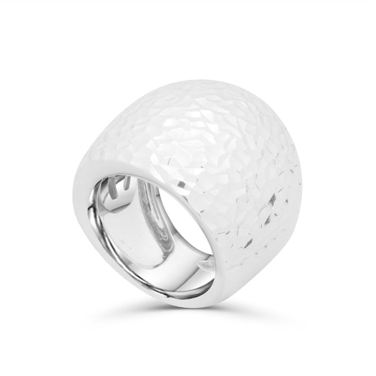 Anello in argento onde diamantato intrecciato