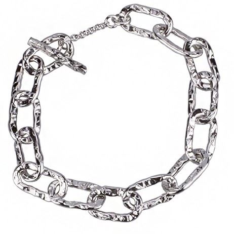 Bracciale a catena martellata in argento con maglie rettangolari