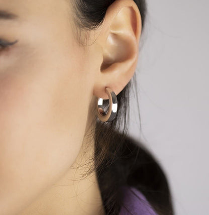 Orecchini a cerchio in argento sezione quadrata diametro 20mm