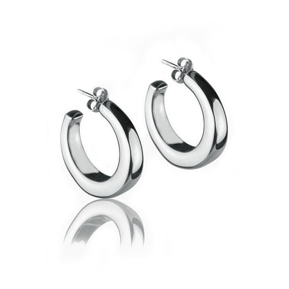 Orecchini a cerchio in argento sezione quadrata diametro 25mm