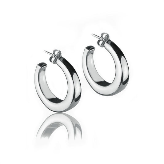 Orecchini a cerchio in argento sezione quadrata diametro 25mm