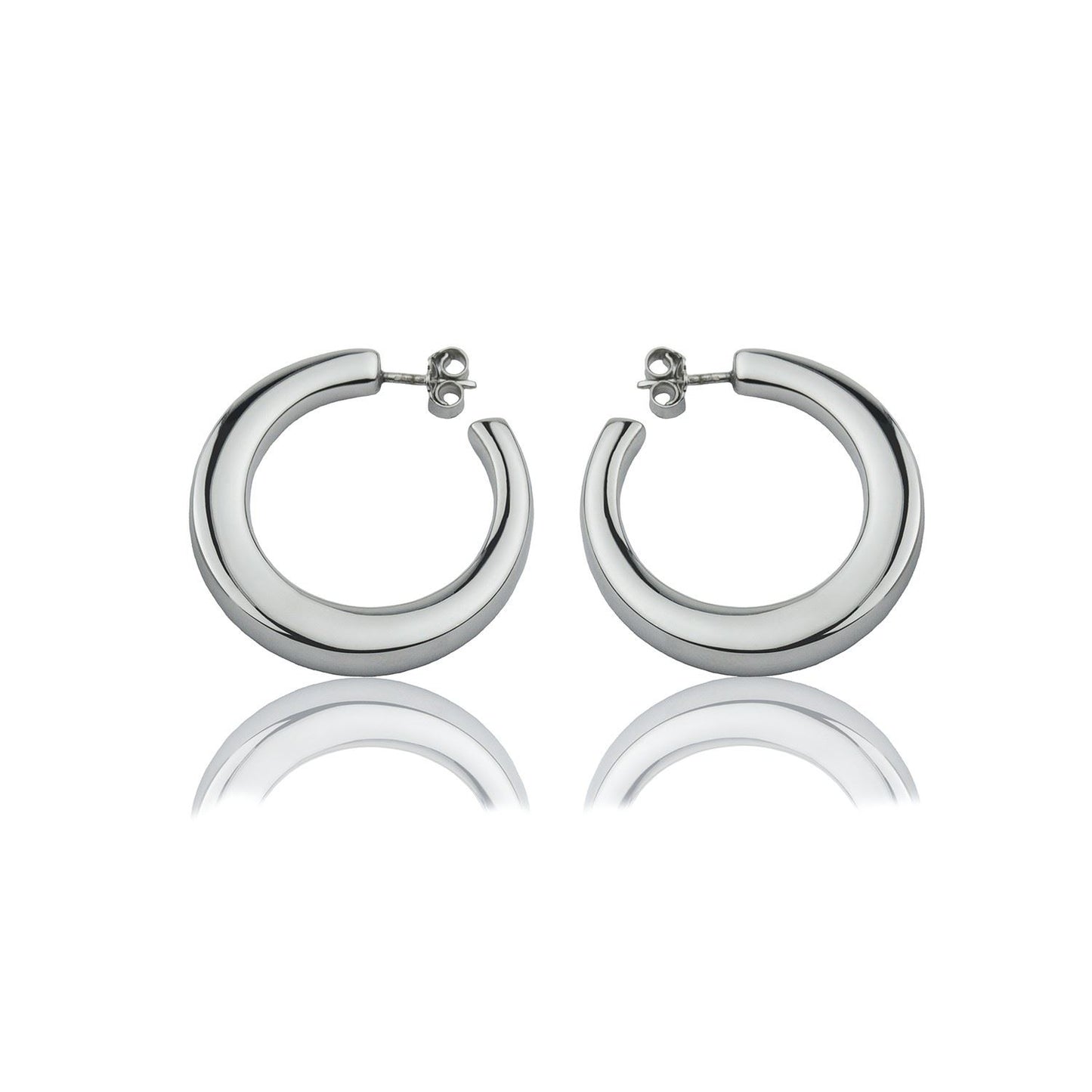 Orecchini a cerchio in argento sezione quadrata diametro 25mm