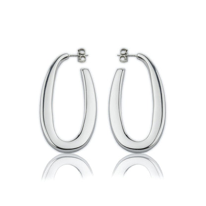 Orecchini ovali in argento sezione quadra lunghezza 45mm