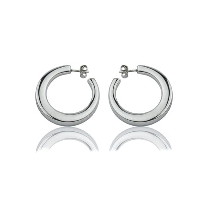Orecchini a cerchio in argento sezione quadrata diametro 30mm