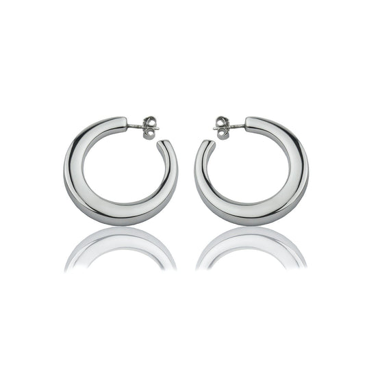 Orecchini a cerchio in argento sezione quadrata diametro 30mm