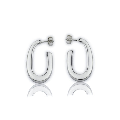 Orecchini ovali in argento sezione quadrata lunghezza 35mm