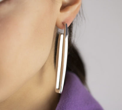 Orecchini in argento rettangoli lunghezza 70mm