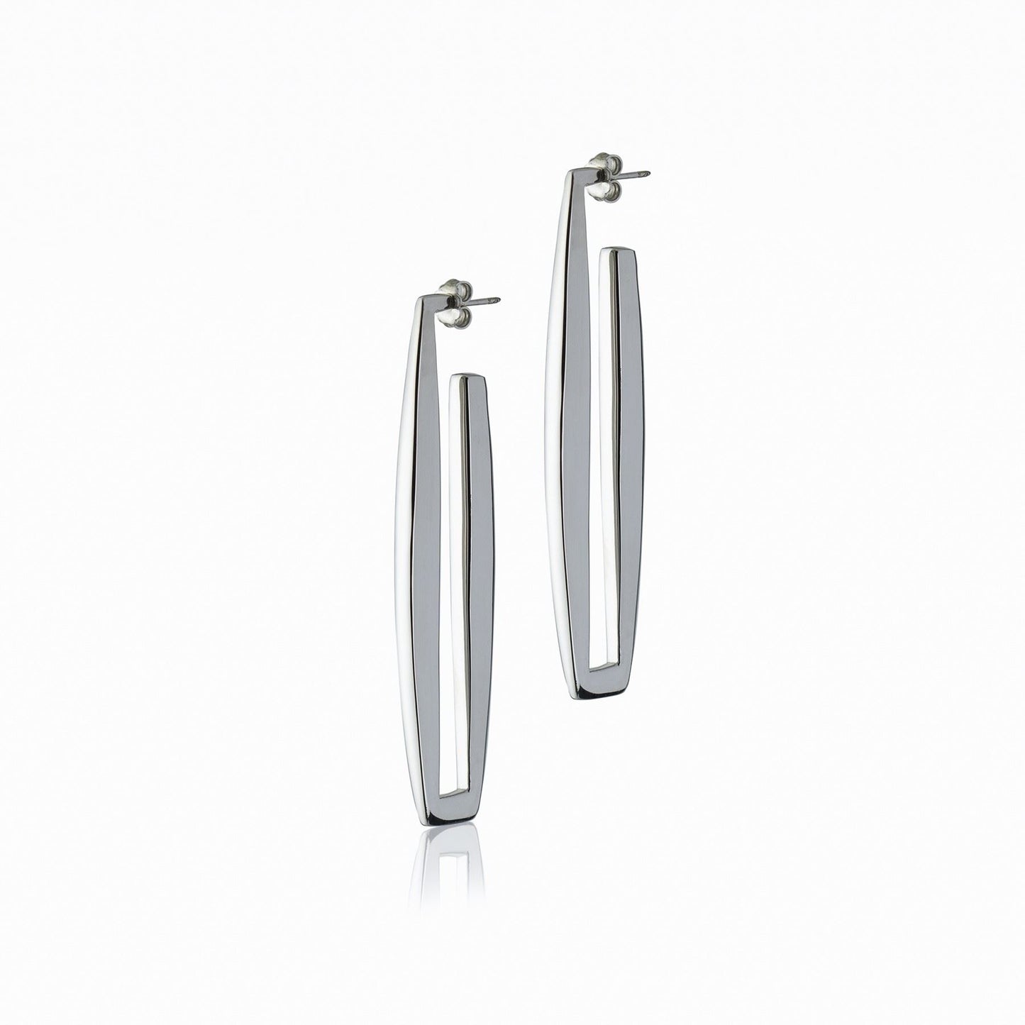Orecchini in argento rettangoli lunghezza 70mm