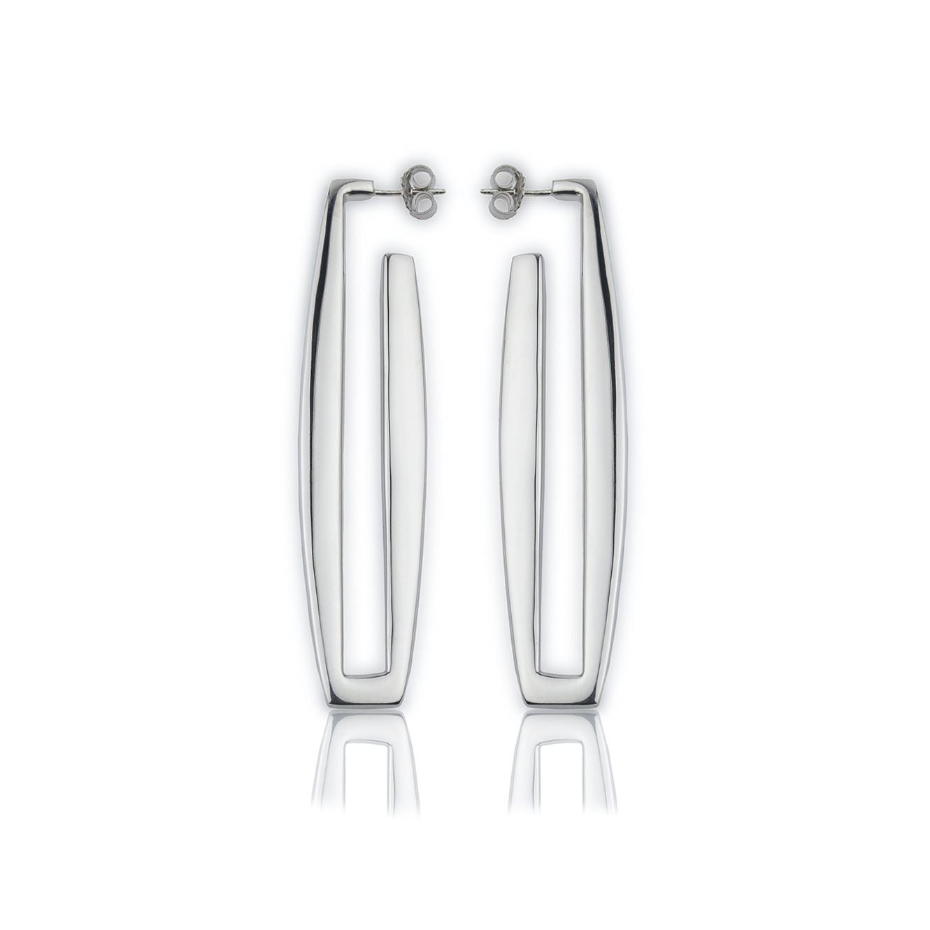 Orecchini in argento rettangoli lunghezza 70mm