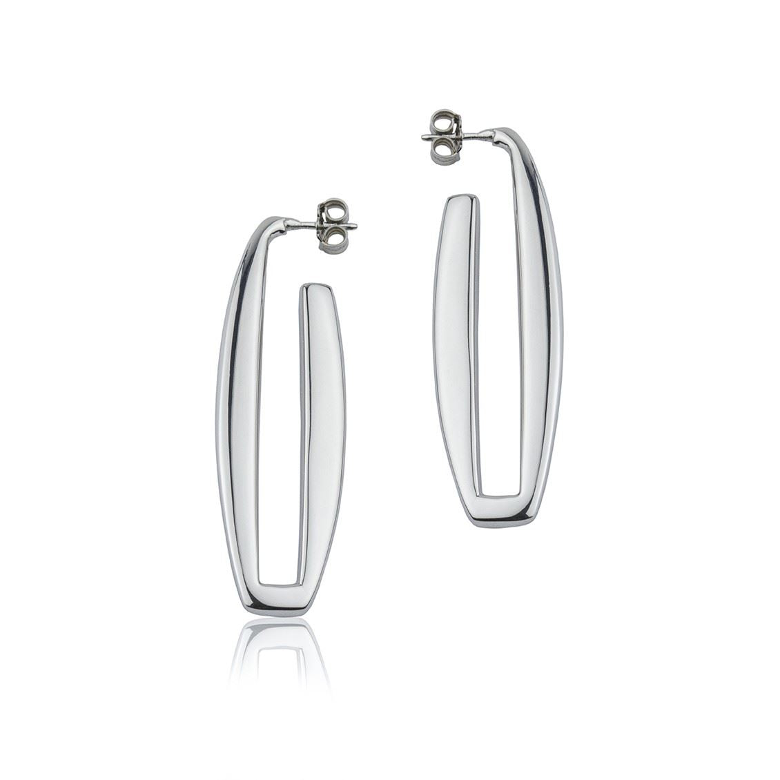 Orecchini in argento rettangolari lunghezza 50mm