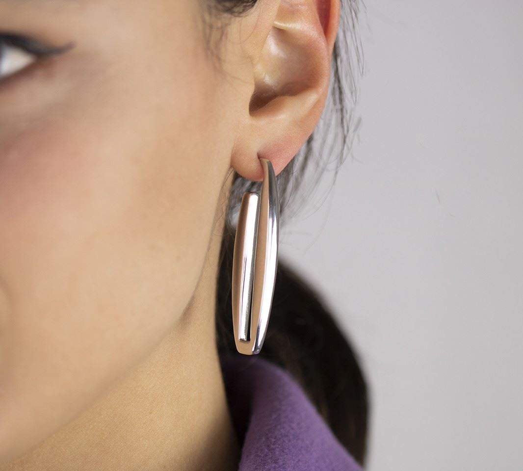 Orecchini in argento rettangolari lunghezza 50mm
