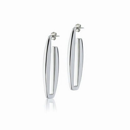Orecchini in argento rettangolari lunghezza 50mm