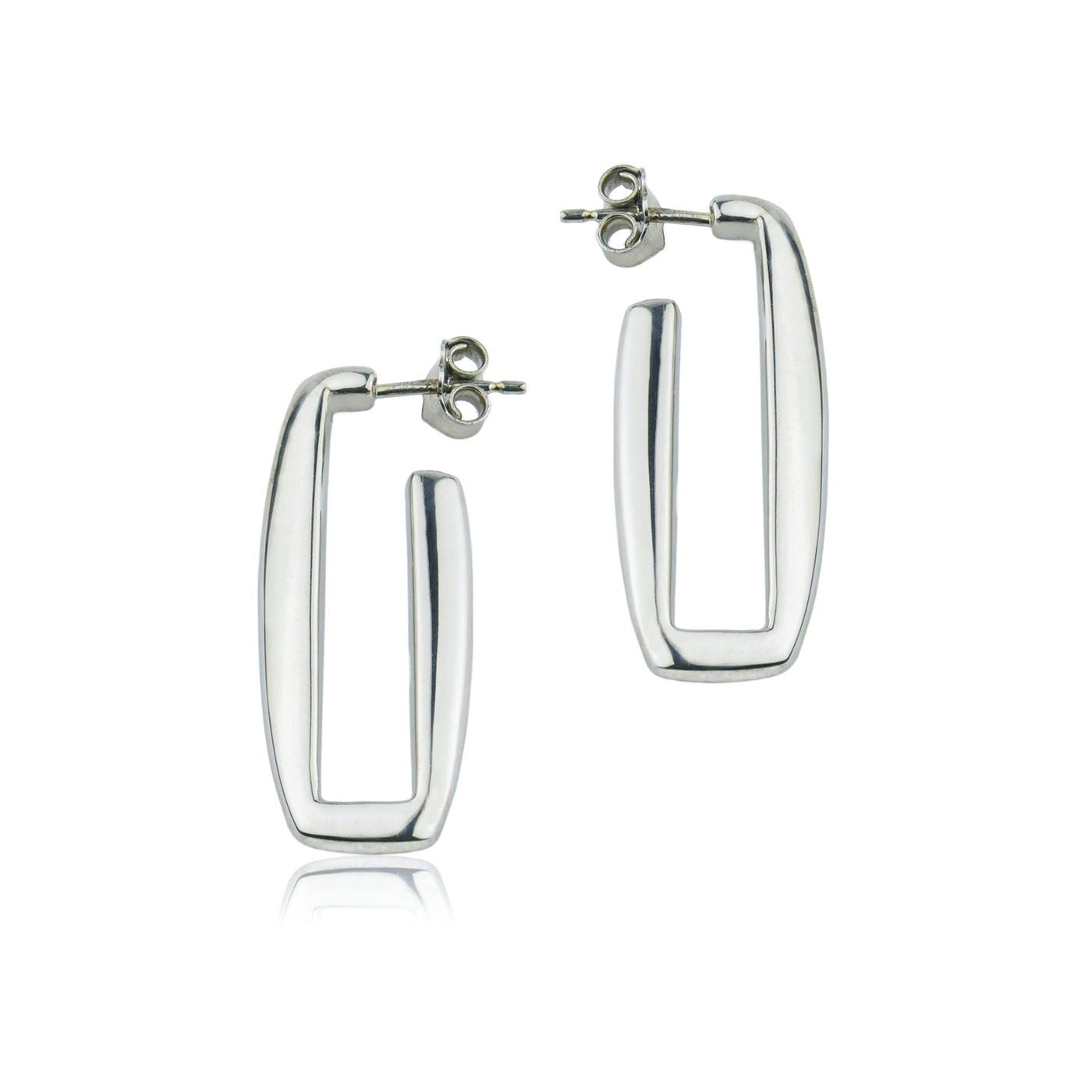 Orecchini in argento rettangolari lunghezza 30mm