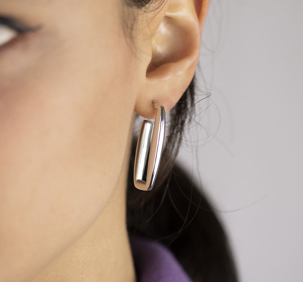 Orecchini in argento rettangolari lunghezza 30mm