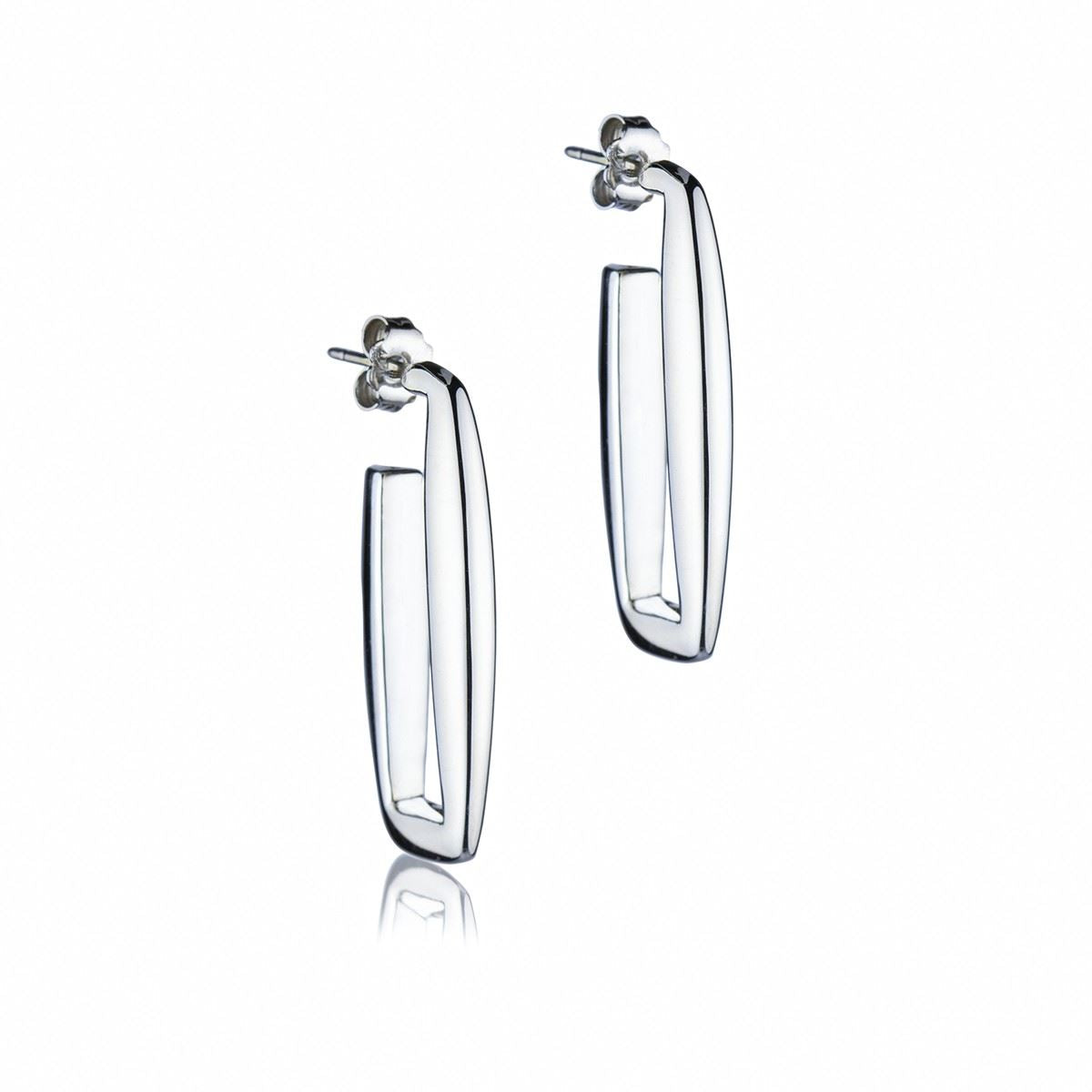Orecchini in argento rettangolari lunghezza 30mm