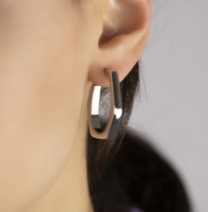 Orecchini esagonali in argento larghezza 30 mm