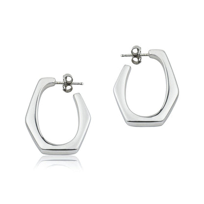Orecchini esagonali in argento larghezza 20 mm