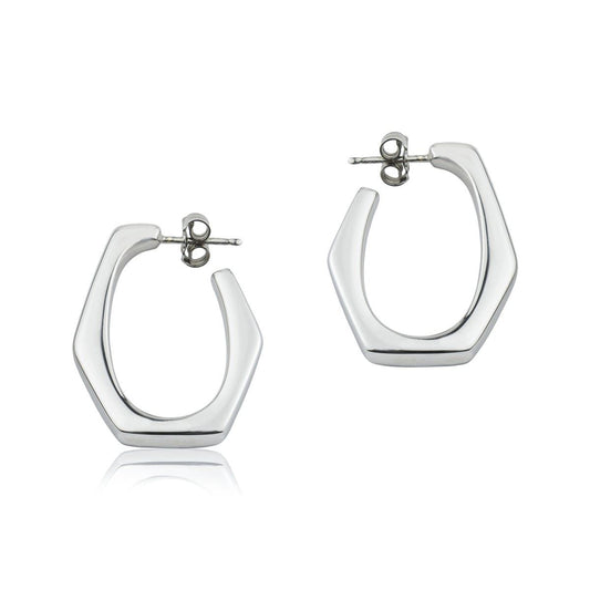 Orecchini esagonali in argento larghezza 20 mm