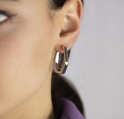 Orecchini esagonali in argento larghezza 20 mm