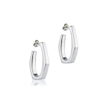 Orecchini esagonali in argento larghezza 20 mm