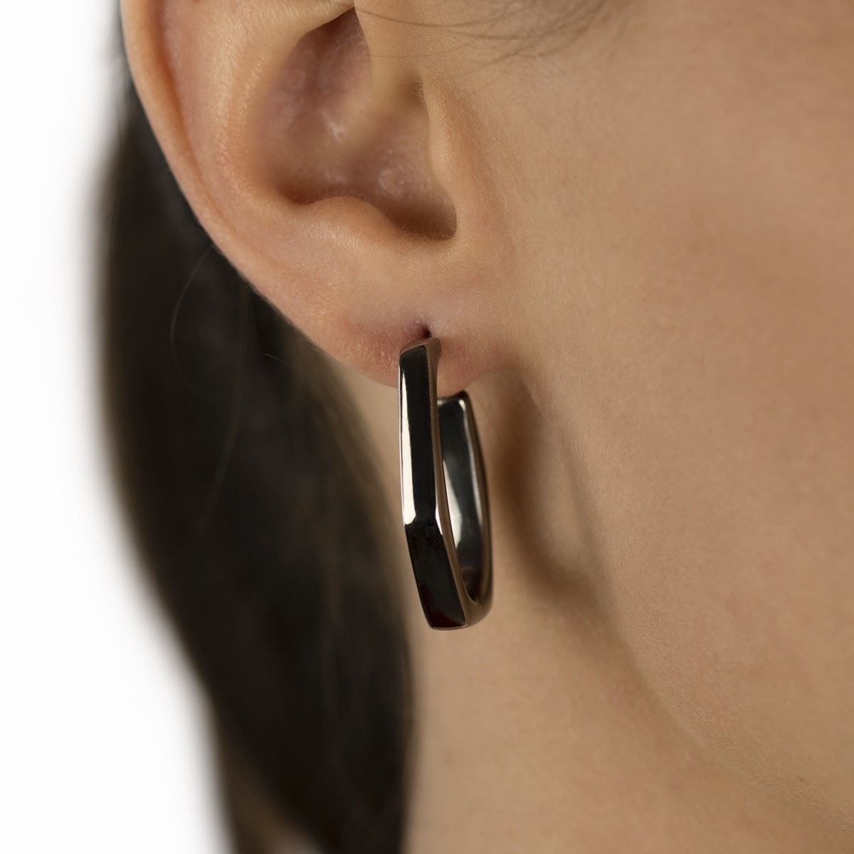 Orecchini esagonali in argento rutenio larghezza 20 mm
