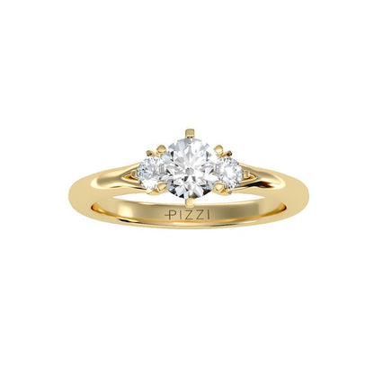 Trilogie-Ring aus 18-karätigem Gelbgold mit 0,73 Karat Diamanten