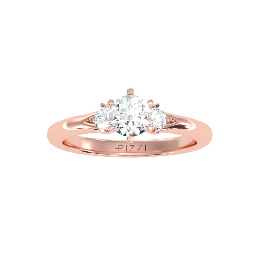 Trilogie-Ring aus 18-karätigem Roségold mit 0,73 Karat Diamanten