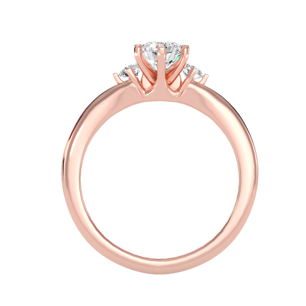 Trilogie-Ring aus 18-karätigem Roségold mit 0,73 Karat Diamanten