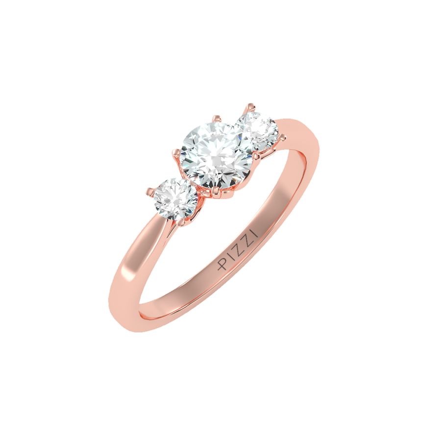 Trilogie-Ring aus 18-karätigem Roségold mit 0,94 Karat Diamanten