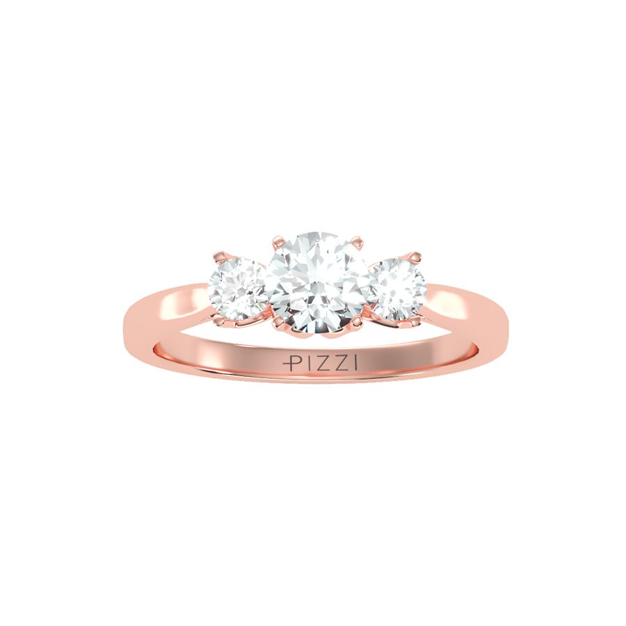 Trilogie-Ring aus 18-karätigem Roségold mit 0,94 Karat Diamanten