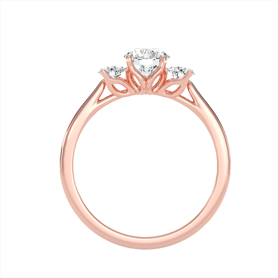 Trilogie-Ring aus 18-karätigem Roségold mit 0,94 Karat Diamanten