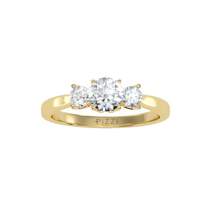 Trilogie-Ring aus 18-karätigem Gelbgold mit 0,94 Karat Diamanten